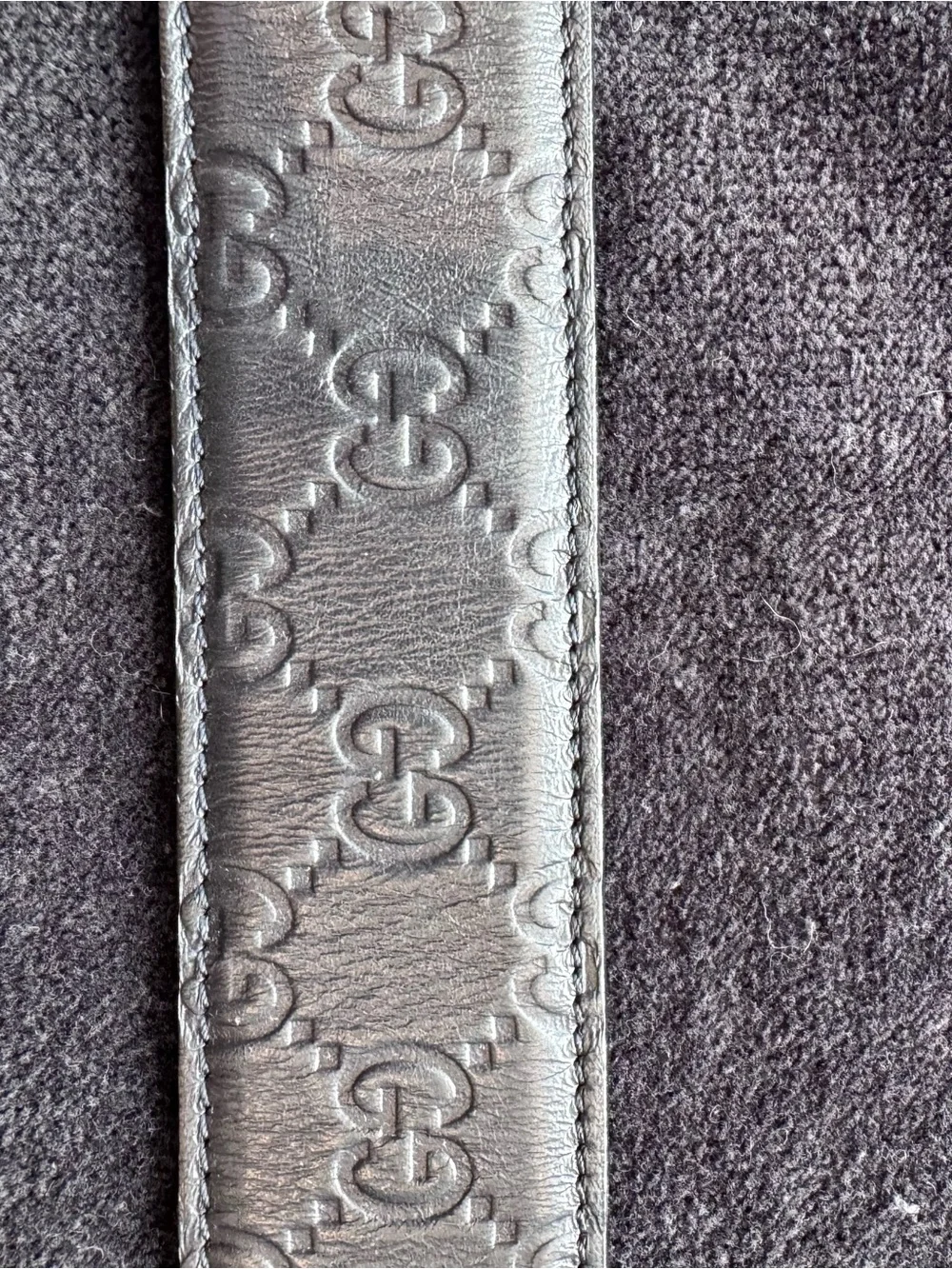 Gucci Black Embossed GG Leather Belt with Silver-Tone Buckle